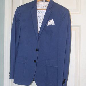 EXPRESS Photographer Fitted Blazer Sport Coat Jacket Men's Size 38S Royal Blue